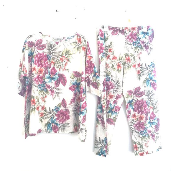 Bryn Walker lounge set women's L floral Linen Italian fabric US lagenlook gift - Picture 1 of 14